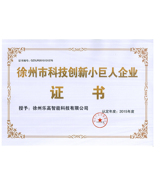 徐州市科技创新小巨人企业证书